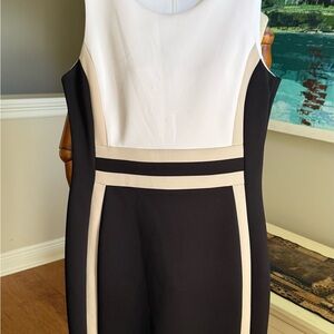 Calvin Klein Black and Cream Backless Dress